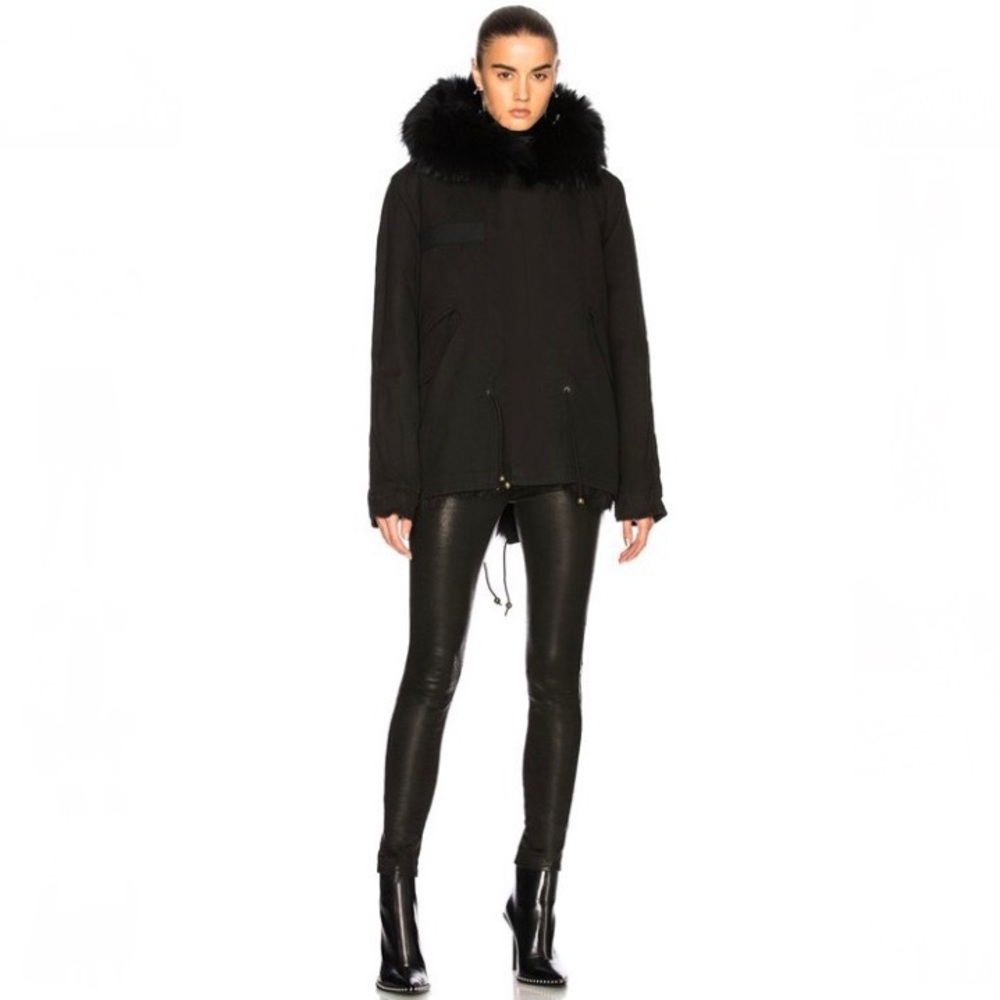 Theory Black Fur Hood Pullover Puffer Jacket